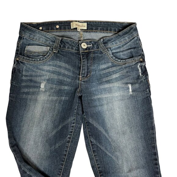 Vintage Y2K Rewind Cropped Ankle Distressed Denim Jeans Size 5 Low Rise Pockets - Picture 2 of 6